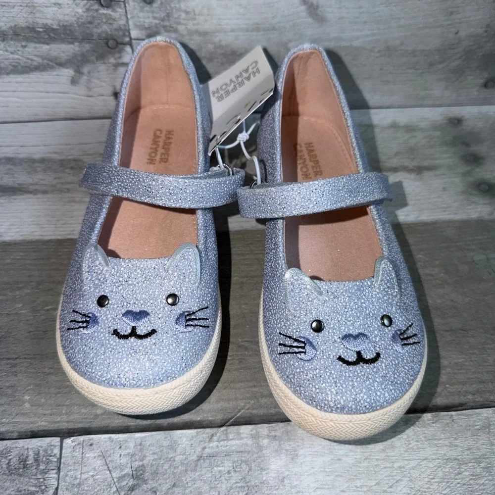 Harper Canyon Girls Blue Glitter Cat Mary Jane Flats HCKITTYCAT-PU Size 10 NEW